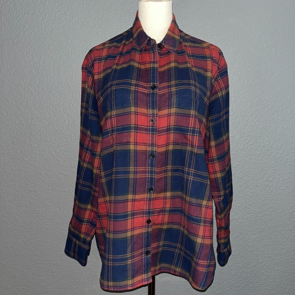 MADEWELL 100% COTTON FLANNEL OVERSIZED EX-BOYFRIEND LEWIS PLAID BUTTO UP SHIRT